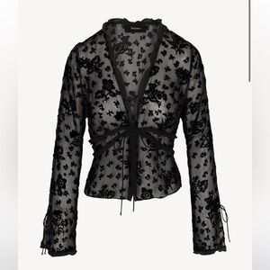 Realisation Par Black Sheer Floral Blouse